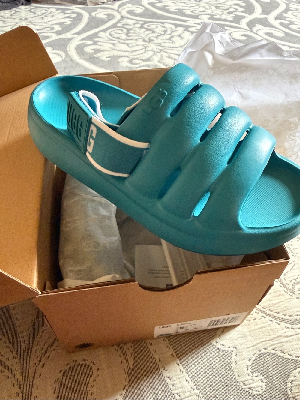 UGG Kids Teal Padded Slide Sandals